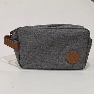 Gagaku Toiletry Gray Men's Accessories Organizer Bag with Brown Accents